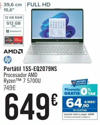 Carrefour Portátil 15s-eq2079ns hp oferta