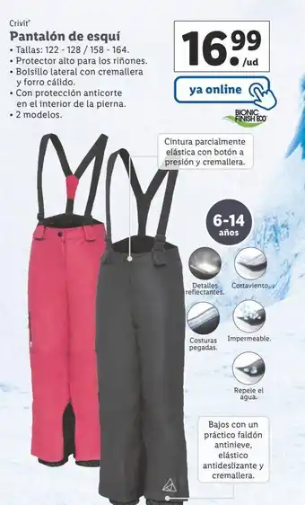Lidl Pantalones de esquí crivit oferta