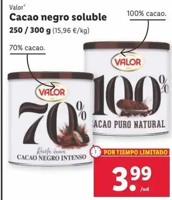 Lidl Cacao negro valor oferta