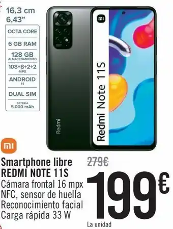 Carrefour Smartphone libre redmi note 11s xiaomi oferta