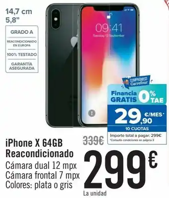 Carrefour Iphone x 64gb reacondicionado oferta