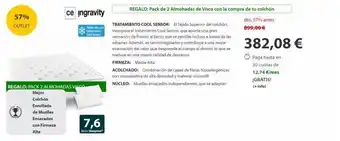 Colchón Exprés 57% outlet ce ingravity tejido frio com tratamiento cool sensor regalo: pack 2 almohadas visco mejor colchón enrollado d oferta