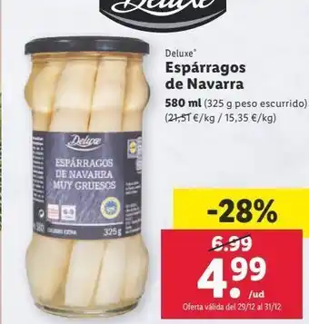Lidl Espárragos blancos deluxe oferta