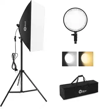 Amazon Ombar softbox luz led bicolor regulable y 1 bombilla de 45 w 2700 k/5500 k, kit de iluminación de fotografía con bolsa de ... oferta