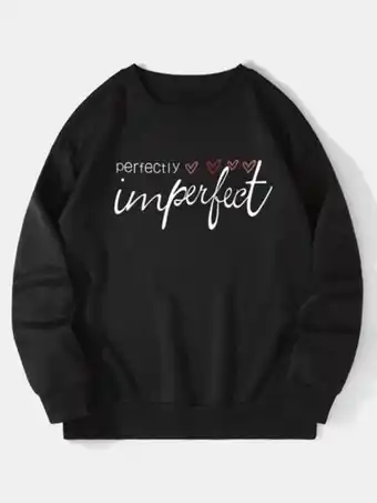 Shein Pullover térmico con estampado de corazón y letra oferta