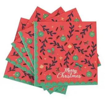 Serviette noël en papier rouge à motifs (x20)