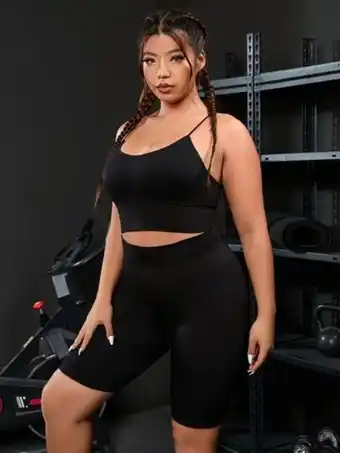 Conjunto deportivo unicolor de espalda abierta con cordón control de barriga