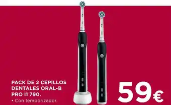 Hipercor Pack de 2 cepillos dentales oral-b pro I1 790 oferta