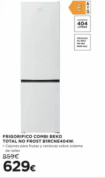 Hipercor Frigorifico combi beko total no frost B1RCNE404W oferta