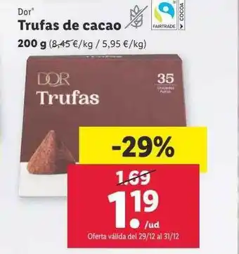 Lidl Dor trufas de cacao oferta