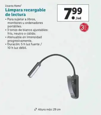 Lidl Livarno home lámpara recargable de lectura oferta