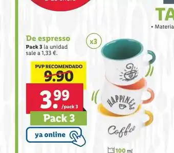 Lidl Tazas de espresso oferta