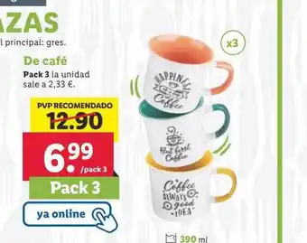 Lidl Tazas de café pack 3 oferta