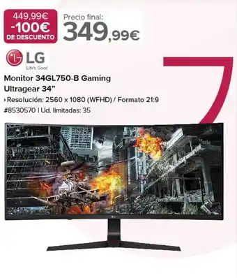 Costco Lg monitor 34gl750-b gaming ultragear 34 oferta