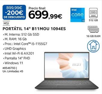 Costco Msi portátil 14 oferta