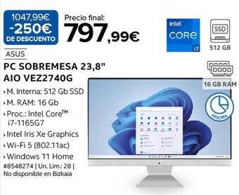 Costco Asus pc sobremesa 23.8 oferta