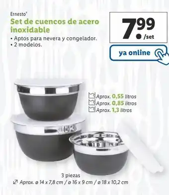 Lidl Set de cuenco de acero inoxidable ernesto oferta
