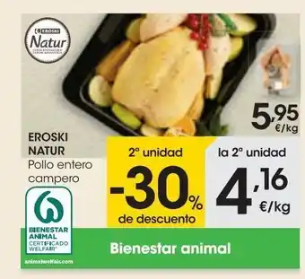 Eroski Eroski natur pollo entero campero al peso oferta