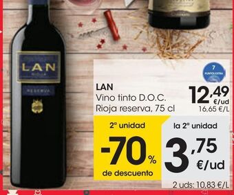 Eroski Lan vino tinto d.o.c. rioja reserva 0,75 l oferta