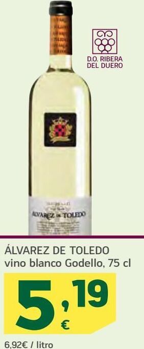 HiperDino Álvarez de toledo vino blanco godello oferta