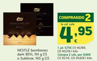 HiperDino Nestlé bombones dark 85% o sublime oferta