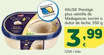HiperDino Kalise prestige plus vainilla de madagascar, turrón o dulce de leche oferta