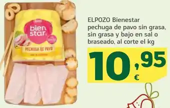 HiperDino Elpozo bienstar pechuga de pavo sin grasa, sin grasa y bajo en sal o braseado, al corte oferta