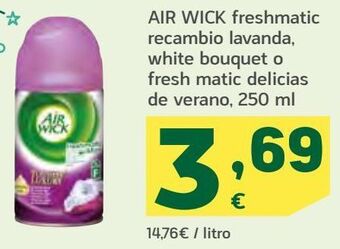 HiperDino Air wick freshmatic recambio lavanda, white bouquet o fresh matic delicias de verano oferta