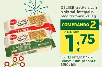 HiperDino Delser crackers con o sin sal, integral o mediterráneo oferta