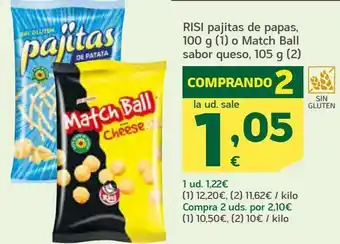 HiperDino Risi pajitas de papas, o match ball sabor queso oferta