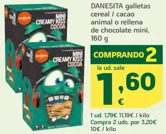 HiperDino Danesita galleta cereal/ cacao animal o rellana de chocolate mini oferta