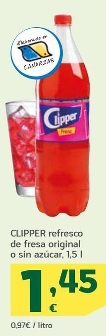 HiperDino Clipper refresco de fresa original o sin azúcar oferta