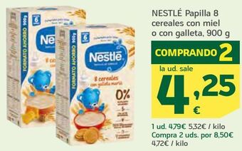 HiperDino Nestlé papilla 8 cereales con miel o con galleta oferta