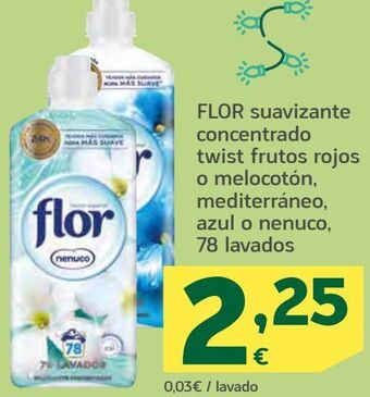 HiperDino Flor suavizante concentrado twist frutos rojos o melocotón, mediterráneo, azul o nenuco oferta
