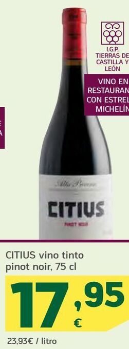 HiperDino Citius vino tinto pinot noir oferta