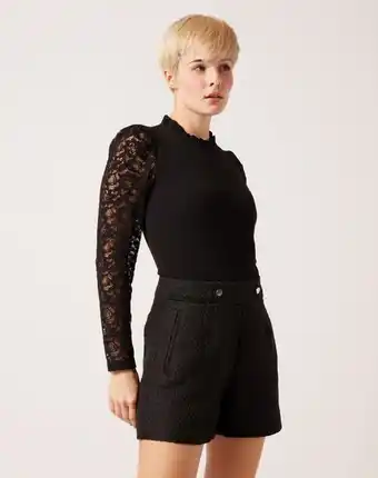 Naf Naf Body mangas encaje color negro oferta