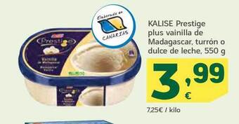 HiperDino Kalise prestige plus vainilla de madagascar, turrón o dulce de leche oferta