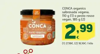 HiperDino Conca organics saborsada vegana o pesto rosso vegan oferta