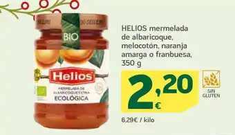 HiperDino Helios mermelada de albaricoque melocotón, naranja amarga o frambuesa oferta