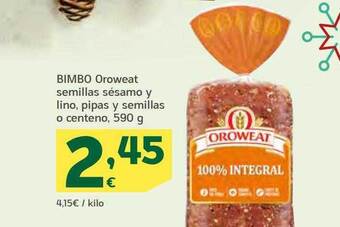 HiperDino Bimbo oroweat semillas sésamo y lino, pipas y semillas o centeno oferta