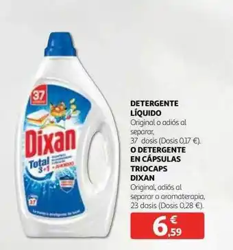 Alcampo Detergente líquido original o adiás al separar 37 dosis o detergente en cápsulas triocaps dixan oferta