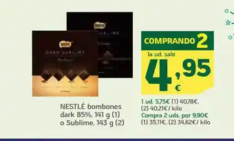 HiperDino Nestlé bombones dark o sublime oferta