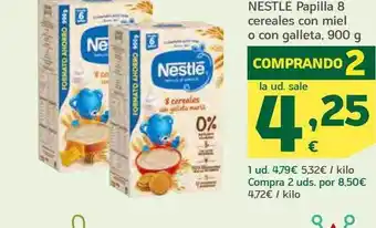 HiperDino Nestlé papilla 8 cereales con miel o con galleta oferta