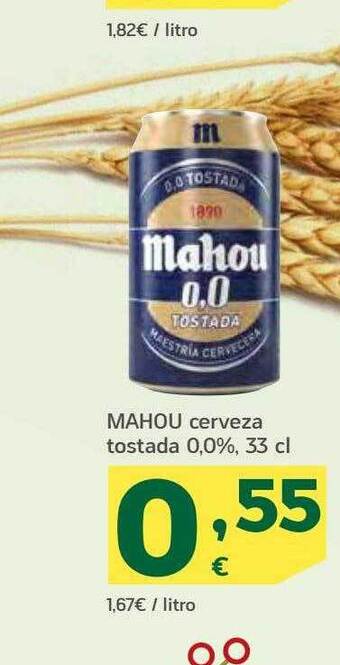 HiperDino Mahou cerveza tostada 0.0% oferta