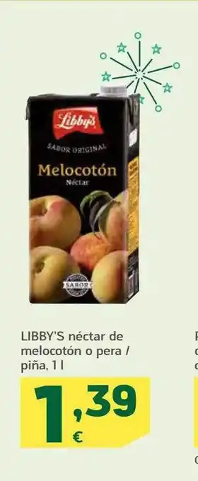 HiperDino Libby's néctar de melocotón o pera piña oferta