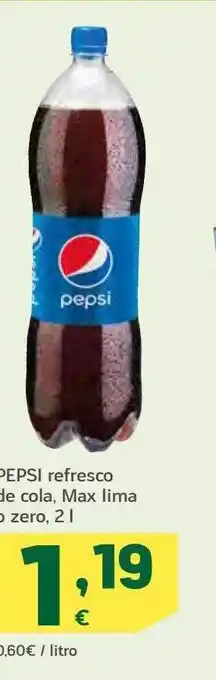 HiperDino Pepsi refresco de cola max lima o zero oferta