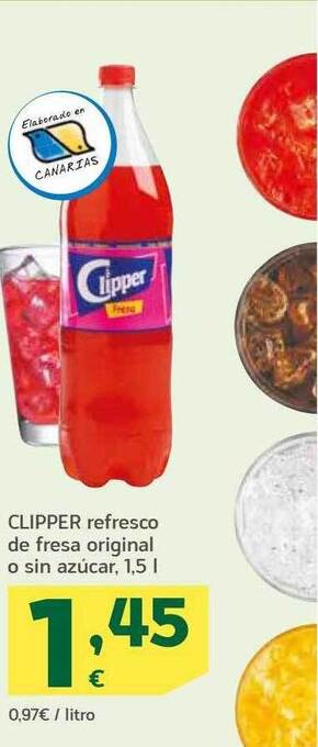 HiperDino Clipper refresco de fresa original o sin azúcar oferta