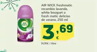 HiperDino Air wick freshmatic recambio lavanda, white bouquet o fresh matic delicias de verano oferta