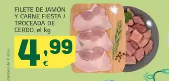 HiperDino Filete de jamón y carne fiesta troceada de cerdo oferta