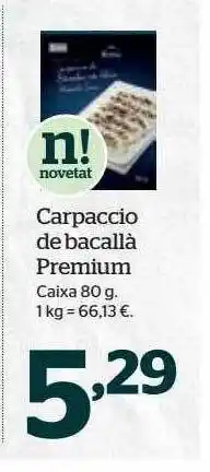 La Sirena Carpaccio de bacallà premium caixa oferta